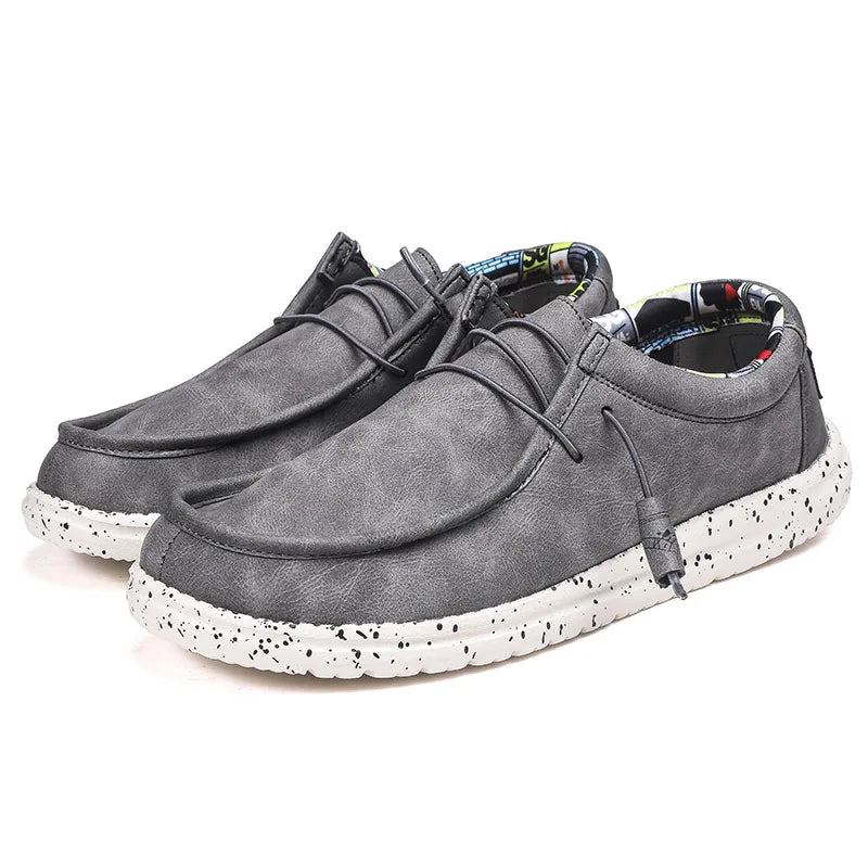 Freizeitschuhe Aus Leder Für Herren Dude-halbschuhe Streetstyle Slipper Für - Grau