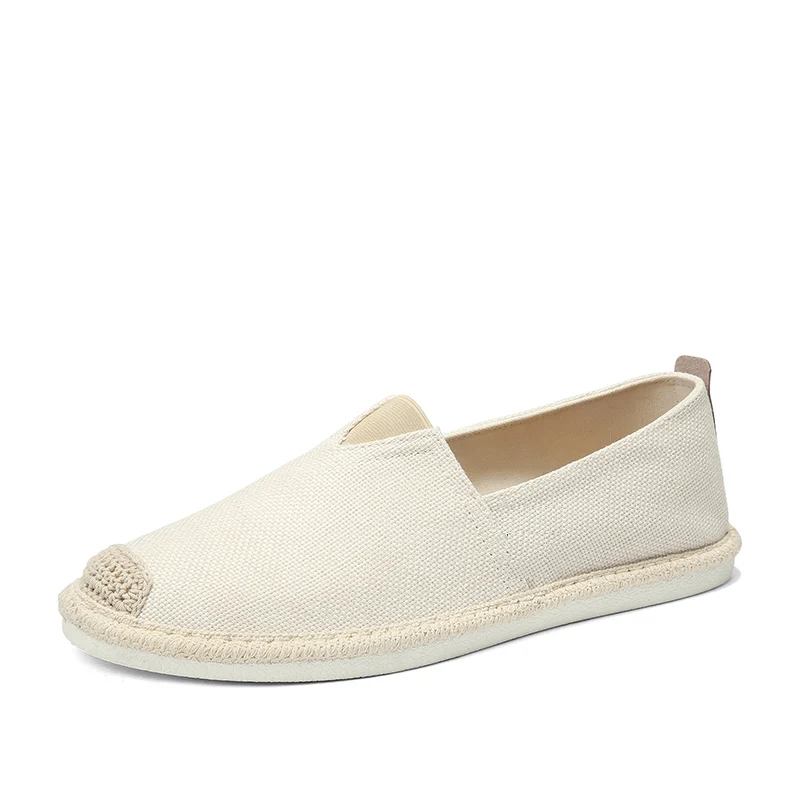 Herrenschuhe Aus Festem Segeltuch Weiche Halbschuhe Für Den Sommer Atmungsaktiv Bequem Slipper - Beige