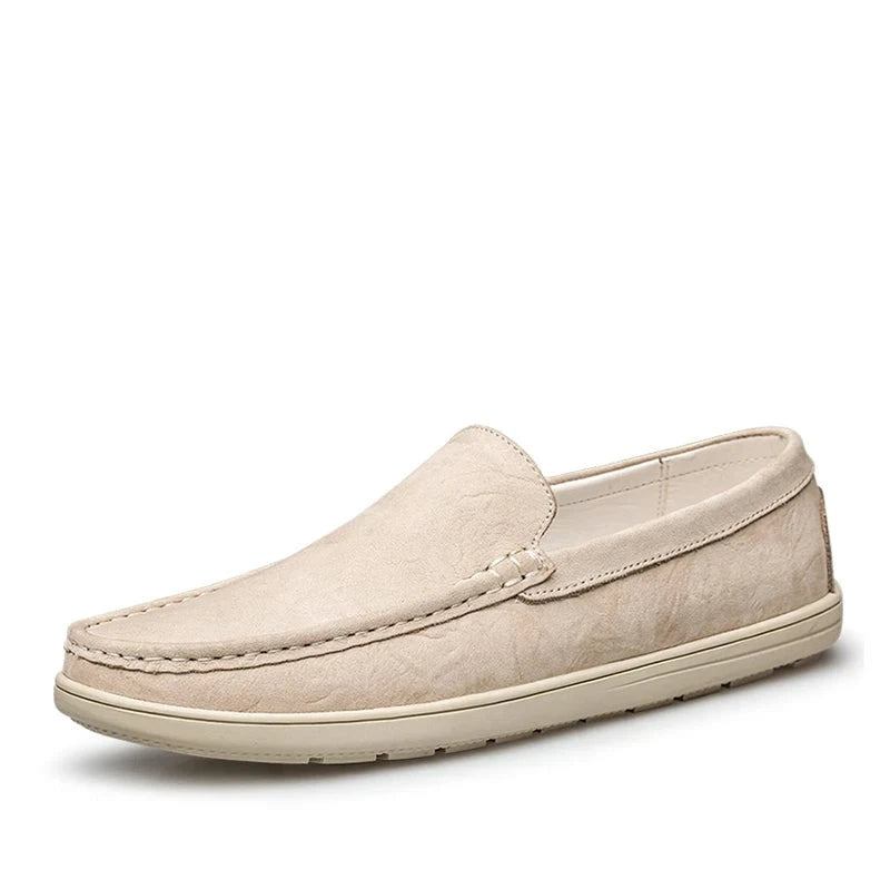 Lässige Frühlingsschuhe Für Herren Slipper Aus Echtem Leder Bequeme Handgefertigte Designerschuhe - Beige