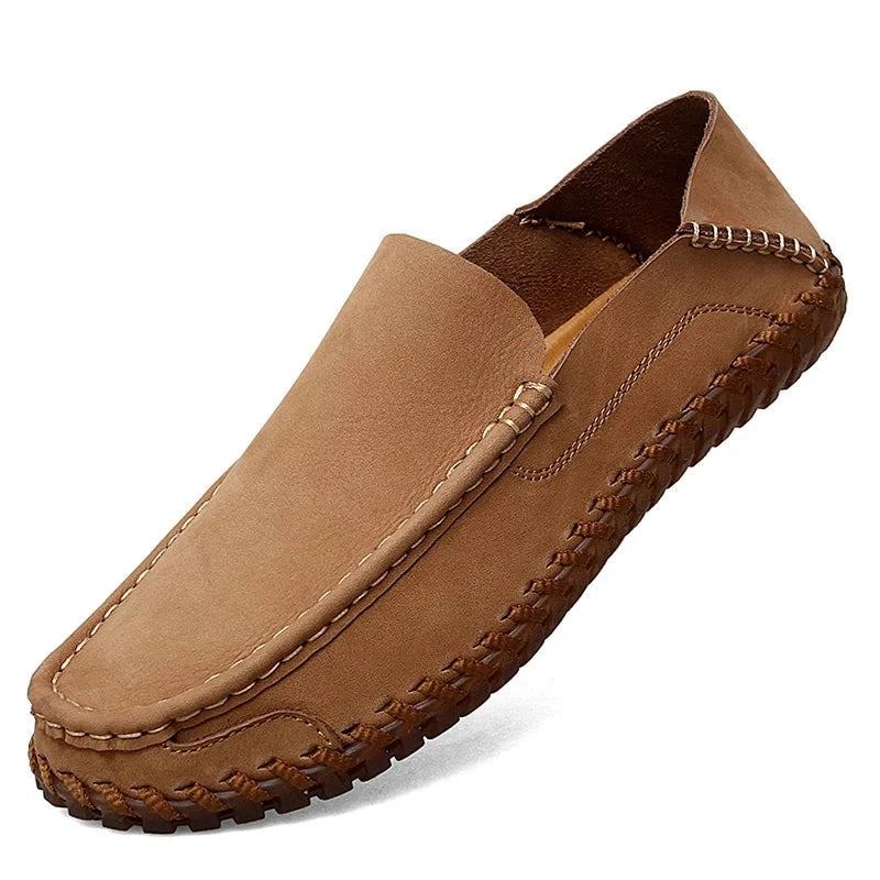 Sommerschuhe Für Herren Lässige Slipper Aus Leder Weiche Bequeme Schuhe Halbschuhe Für - Khaki