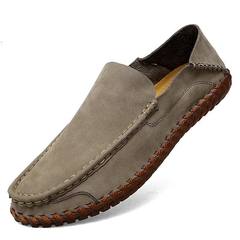 Sommerschuhe Für Herren Lässige Slipper Aus Leder Weiche Bequeme Schuhe Halbschuhe Für - Khaki