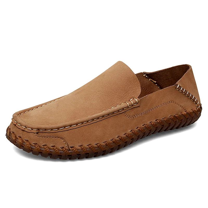 Sommerschuhe Für Herren Lässige Slipper Aus Leder Weiche Bequeme Schuhe Halbschuhe Für - Khaki