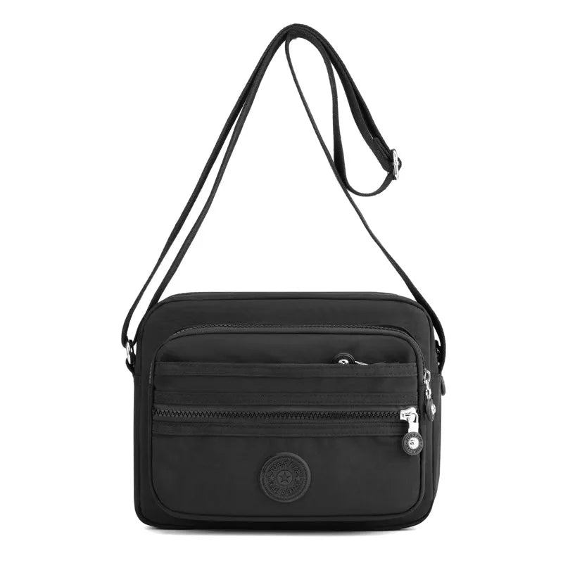 Damen Schultertasche Mehrschichtig Solid Reißverschluss Umhängetaschen Für Einfache Messenger Klappen - Schwarz