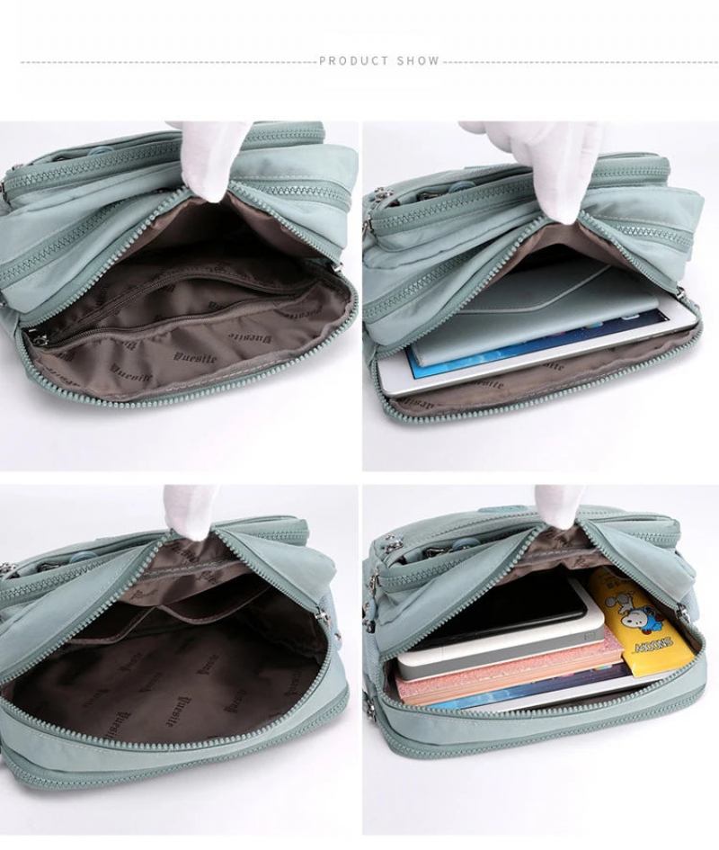 Damen Schultertasche Mehrschichtig Solid Reißverschluss Umhängetaschen Für Einfache Messenger Klappen - Schwarz