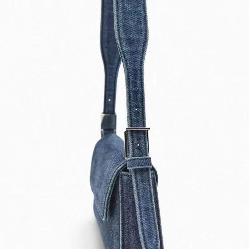 Damentasche Sommer Hunderter Klappe Blaue Jeanstasche Pendler Einzelschulter Achseltasche Damen - Blau