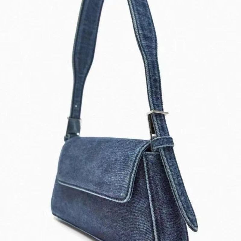 Damentasche Sommer Hunderter Klappe Blaue Jeanstasche Pendler Einzelschulter Achseltasche Damen - Blau