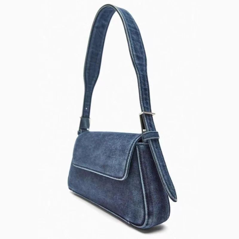 Damentasche Sommer Hunderter Klappe Blaue Jeanstasche Pendler Einzelschulter Achseltasche Damen - Blau