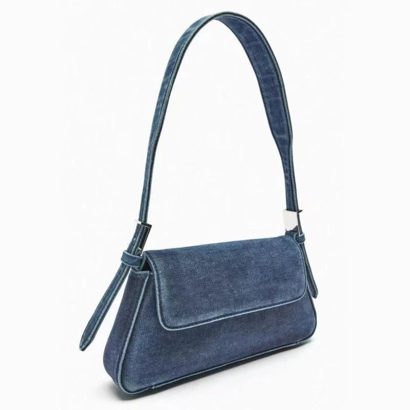 Damentasche Sommer Hunderter Klappe Blaue Jeanstasche Pendler Einzelschulter Achseltasche Damen - Blau