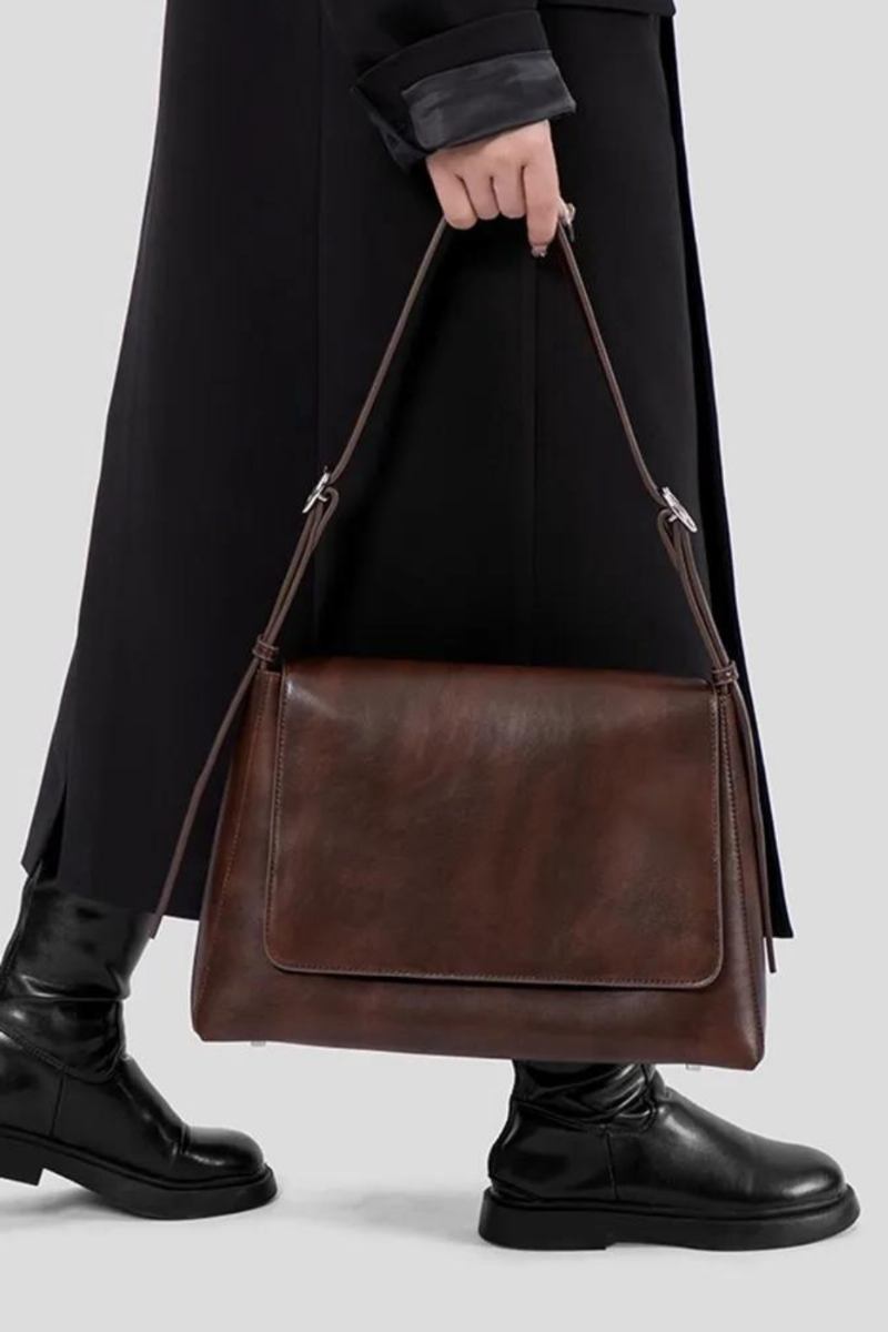 Einfache Retro-tasche Aus Echtem Leder Handtasche Aus Umhängetasche Für Damen