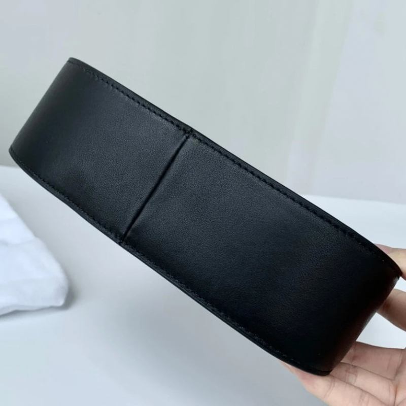 Erste Schicht Leder Mondförmige Damentasche Handtasche Top Layer Mini Unterarmtasche - schwarz