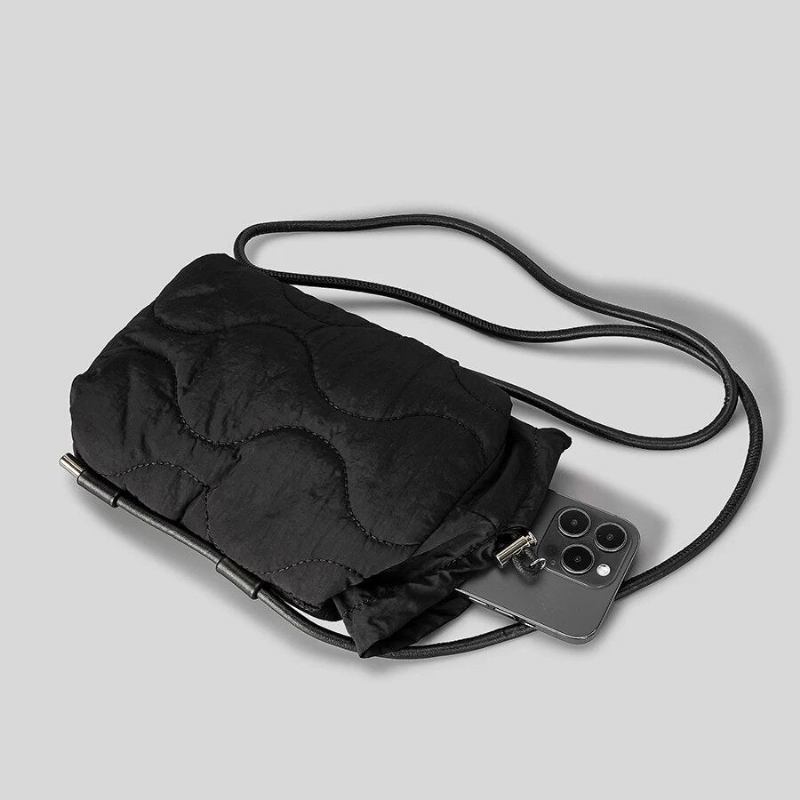 Gesteppte Gepolsterte Umhängetaschen Für Damen Designer Daunen Baumwolle Umhängetasche Lässige Nylon Messenger Bag Kleine - Schwarz