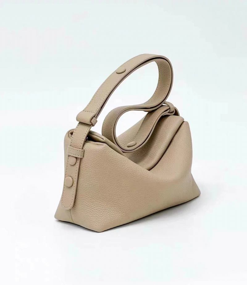 Handtasche Mit Gewebtem Riemen Einzelne Umhängetasche Aus Beigefarbenem Weichem Leder Der Ersten Schicht Für Damen - Beige