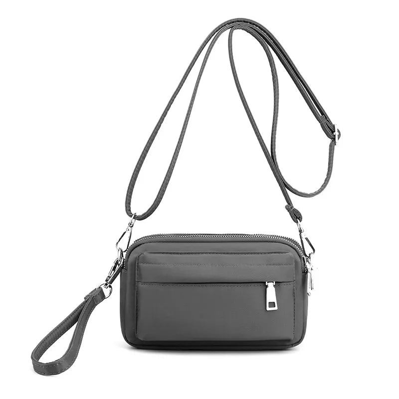 Lässige Handytasche Damen Nylon Clutch Leichte Outdoor Reise Umhängetaschen Solide Messenger Bag Für - Schwarz