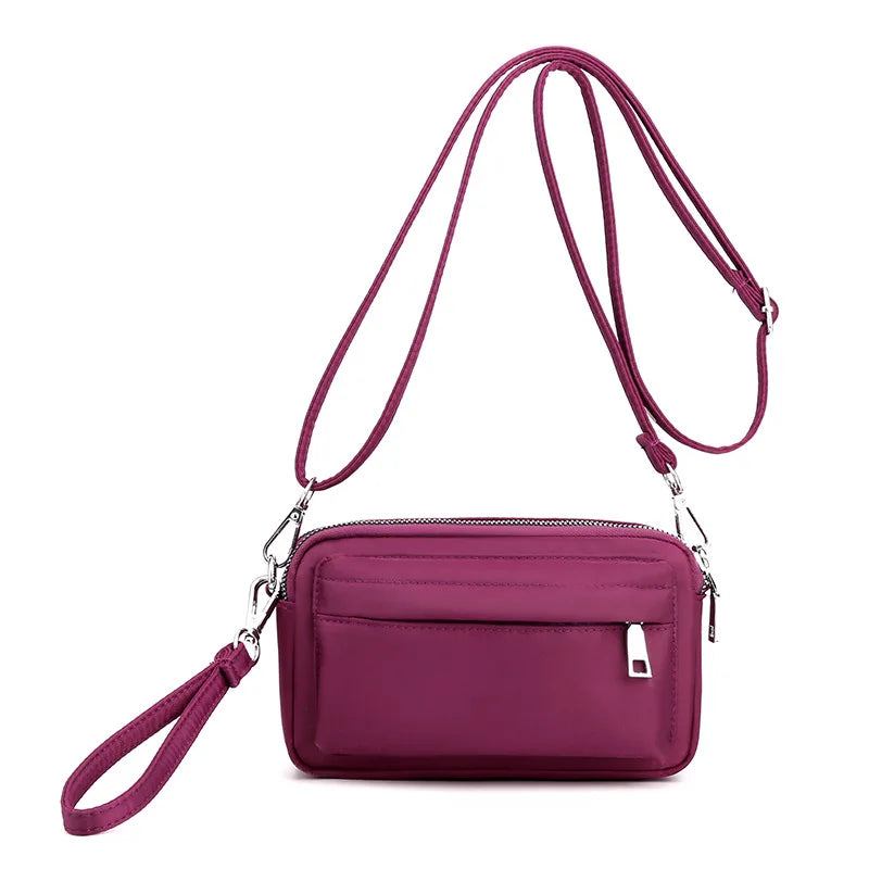 Lässige Handytasche Damen Nylon Clutch Leichte Outdoor Reise Umhängetaschen Solide Messenger Bag Für - Schwarz