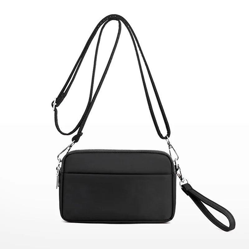 Lässige Handytasche Damen Nylon Clutch Leichte Outdoor Reise Umhängetaschen Solide Messenger Bag Für - Schwarz