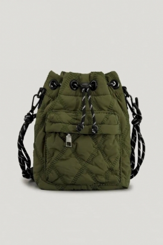 Lässige Nylon Gepolsterte Damen Schultertaschen Gesteppte Umhängetasche Mit Kordelzug Vintage Bucket Bag Kleine Tragetasche Geldbörsen Winter