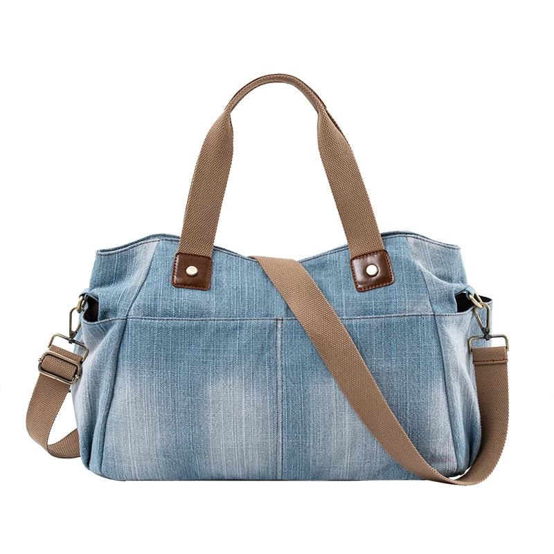 Luxus-taschen Für Damen Große Handtasche Denim-einkaufstasche Damen-umhängetasche - Blau