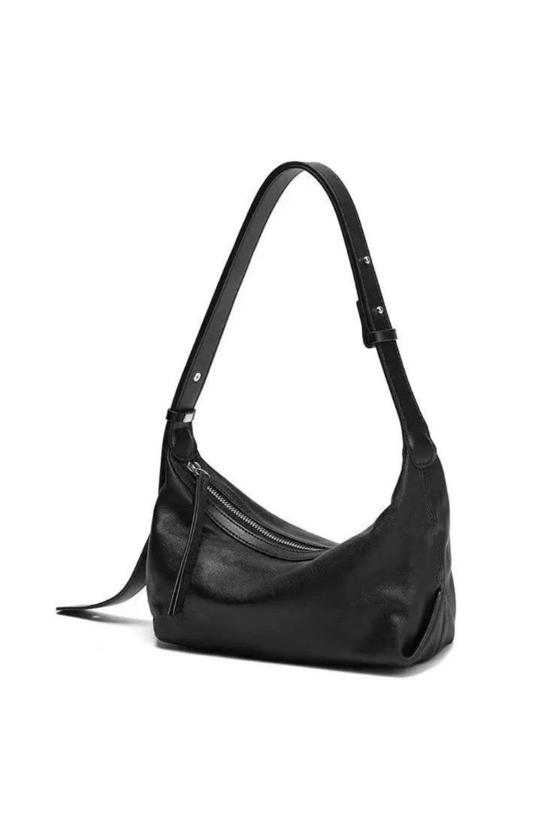 Schicke Hobo-tasche Aus Silber Und Schwarz Lederhandtasche Für Damen Luxuriöse Umhängetasche Für