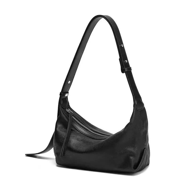 Schicke Hobo-tasche Aus Silber Und Schwarz Lederhandtasche Für Damen Luxuriöse Umhängetasche Für - Schwarz