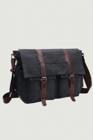 Umhängetaschen Für Herren Canvas Und Leder Patchwork Große Laptop-aktentasche Vintage-reisehandtasche