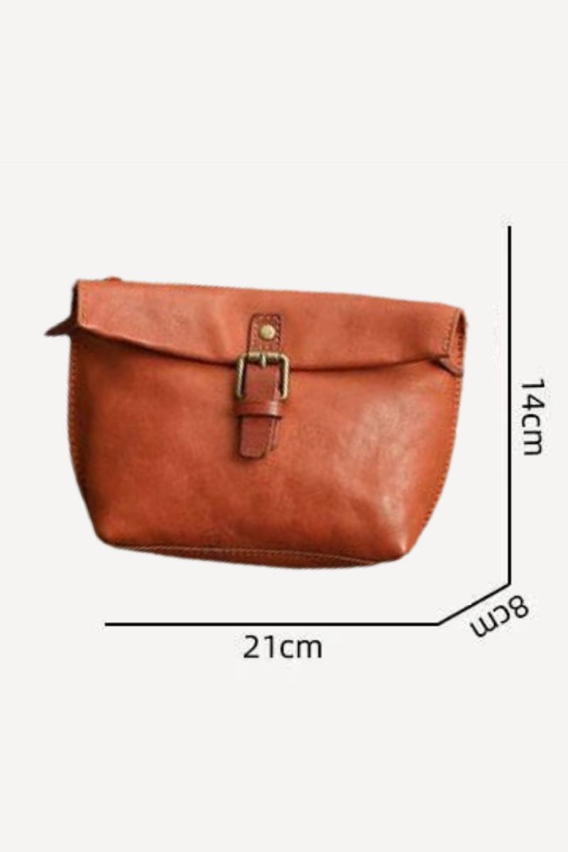 Vintage-tasche Aus Echtem Leder Für Damen Umhängetasche Für Mädchen Weiche Aus - Dunkelbraun