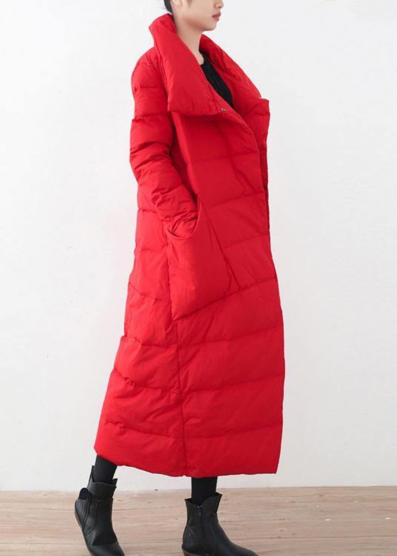 2024 Trendiger Parka In Übergröße Für Damen Mit V-ausschnitt Roter Dicker Warmer Daunenmantel Für Den Winter - silber