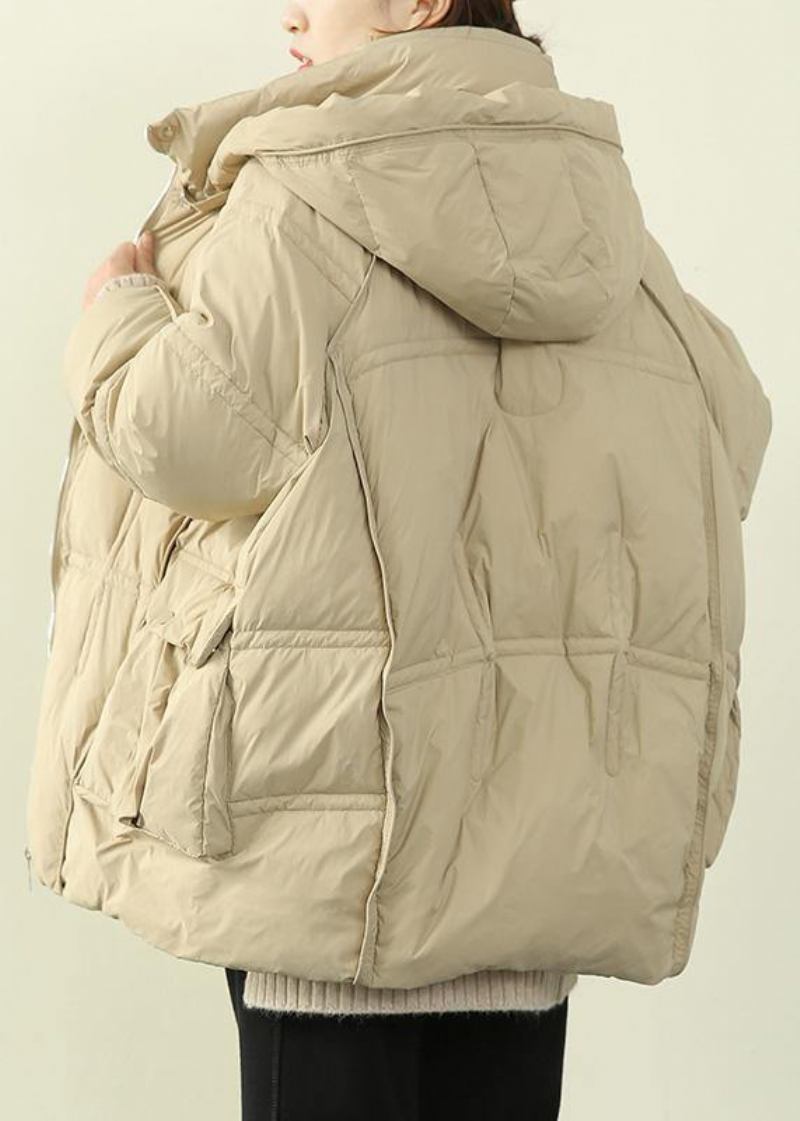 2024 Übergroßer Warmer Wintermantel Wintermäntel Mit Stehkragen Beigefarbene Winteroberbekleidung Mit Kapuze - beige