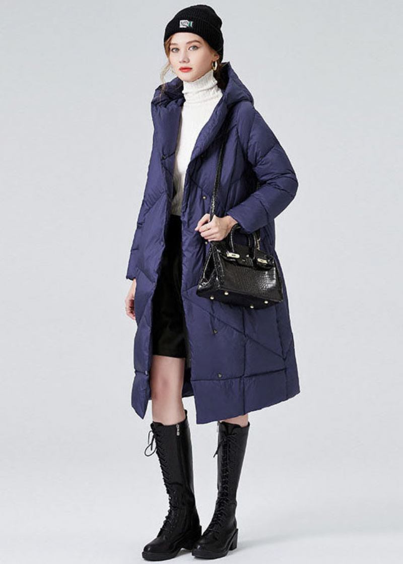 Blaue Taillierte Dicke Entendaunenjacke Mit Kapuze Und Taschen Von Canada Goose Für Den Winter - Damen-Daunenjacken