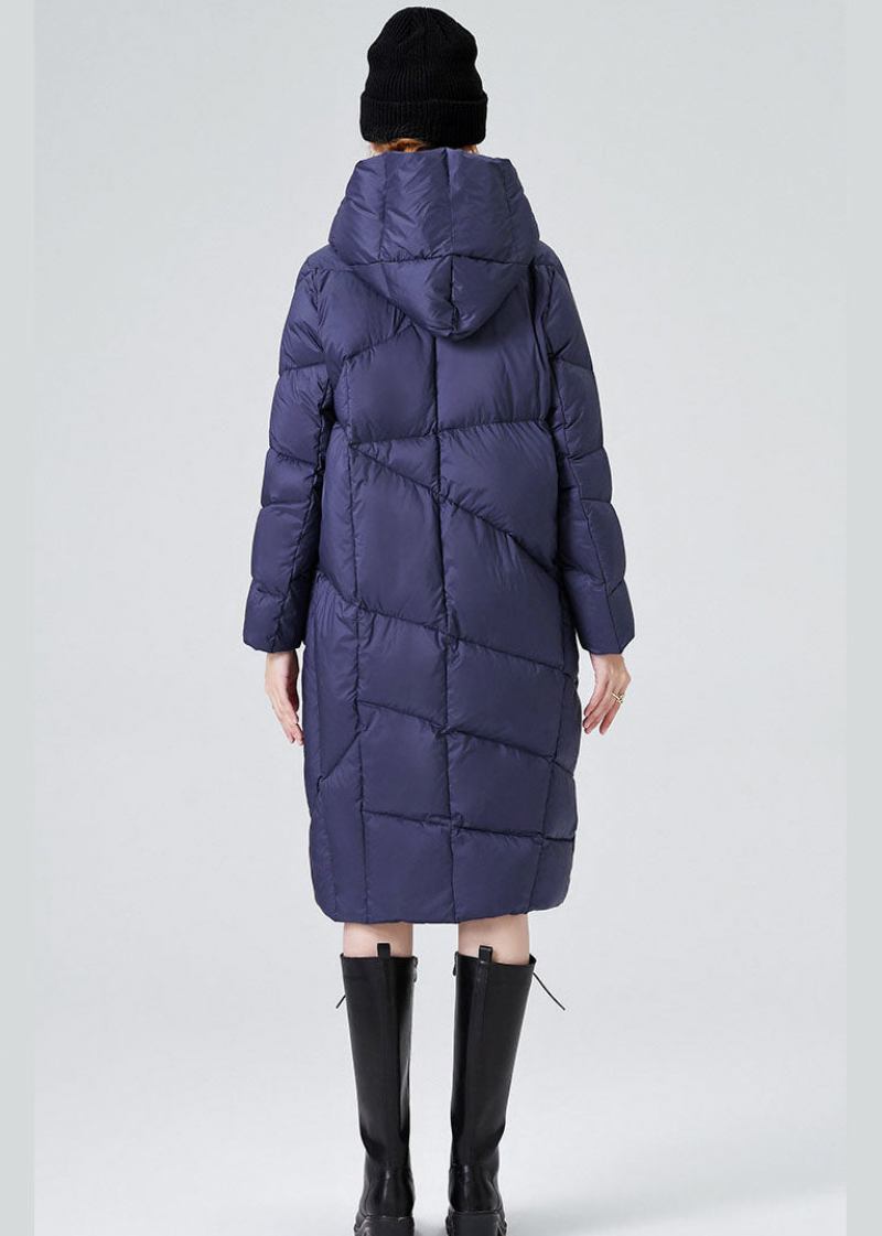 Blaue Taillierte Dicke Entendaunenjacke Mit Kapuze Und Taschen Von Canada Goose Für Den Winter - Damen-Daunenjacken