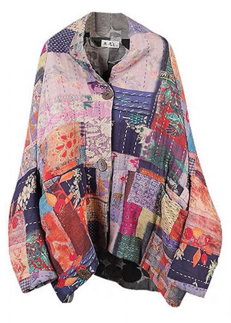 Boho Retro-druck Knopftaschen Lässiger Winterparka Aus Baumwolle - Damen-Daunenjacken