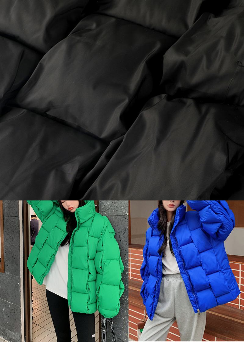 Boutique Blau Übergroße Taschen Feine Baumwolle Gefüllte Puffer Jacke Winter - Damen-Daunenjacken