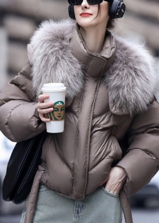 Boutique Grau Waschbär Haar Kragen Ente Unten Daunenmantel Winter