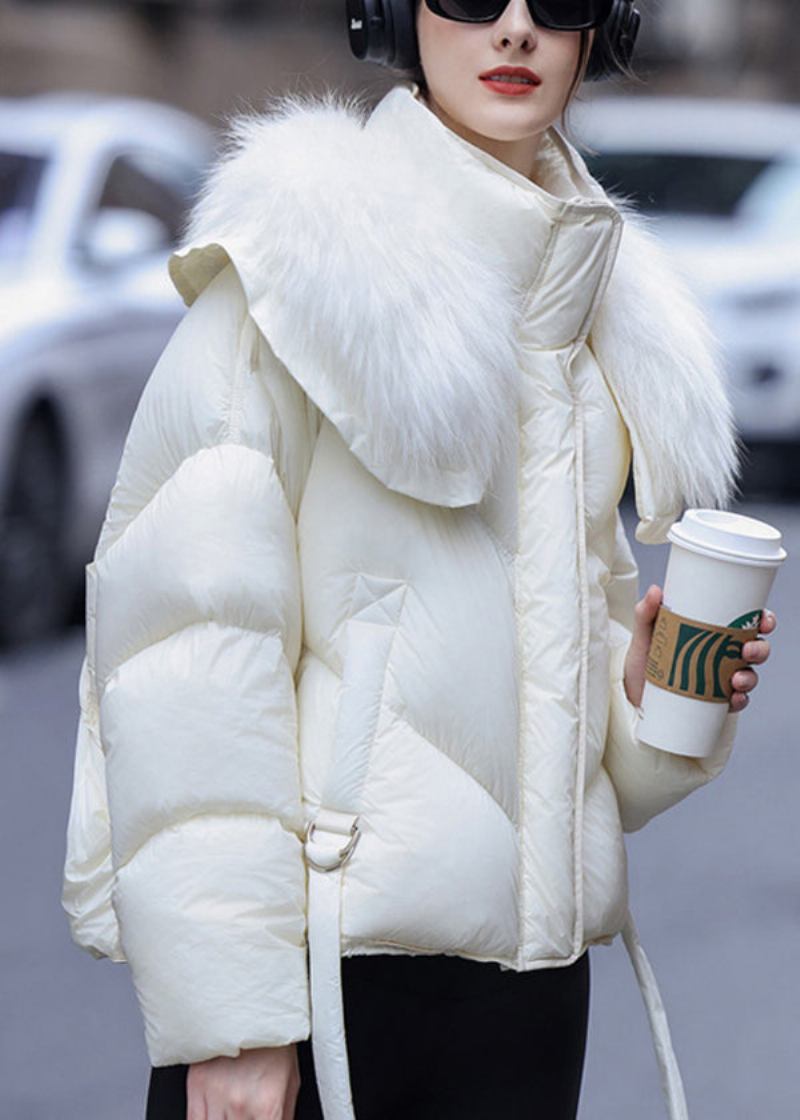 Boutique Grau Waschbär Haar Kragen Ente Unten Daunenmantel Winter - Damen-Daunenjacken