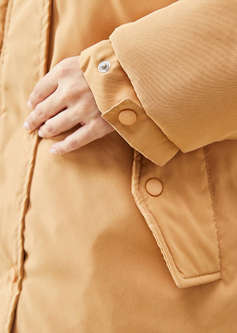 Boutique Khaki Pelzkragen Übergroße Dicke Feine Baumwollfüllung Pufferjacke Winter - Damen-Daunenjacken