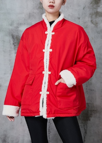 Boutique Red Chinese Button Fleece Wolle Gefüttert Jacken Winter