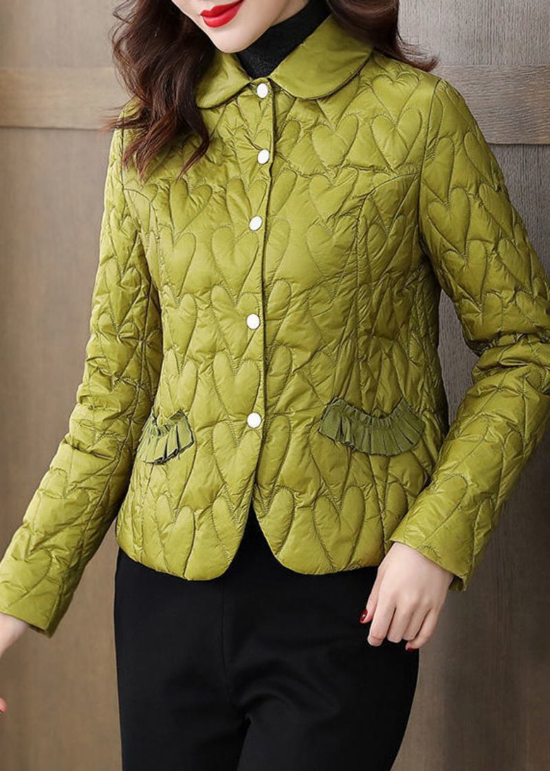 Casual Gras Grün Rüschen Patchwork Feine Baumwolle Gefüllt Damen Parka Winter