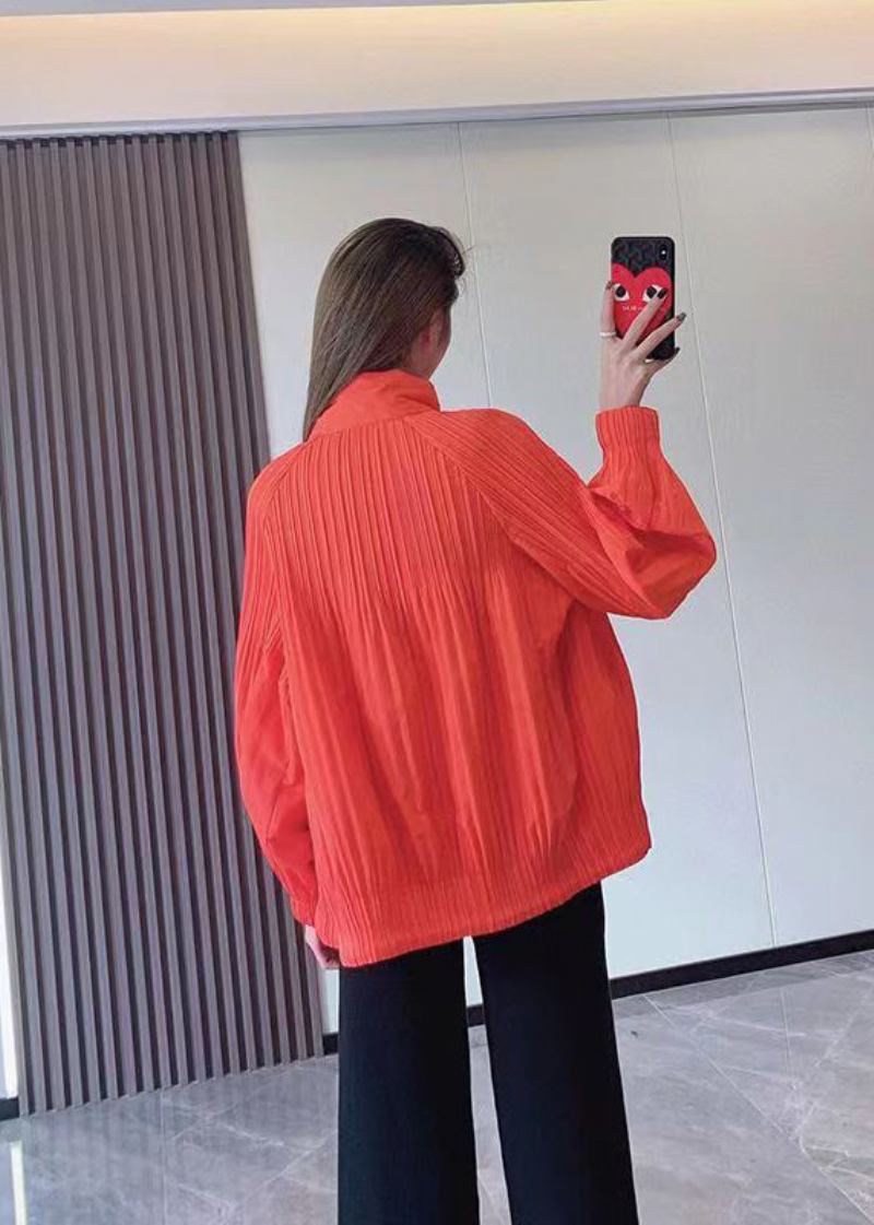 Chic Orange Zip Up Feine Baumwolle Gefüllt Dünne Jacken Frühling - Damen-Daunenjacken