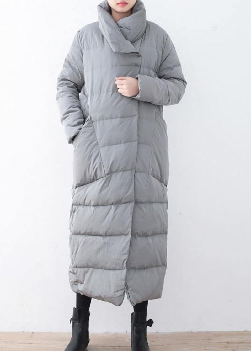 Damen Daunenjacke In Silber Lässige Winterjacke Mit V-ausschnitt Dicker Warmer Feiner Mantel - silber