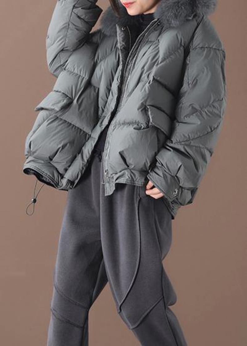 Damen-übergrößen-kleidung Daunenjacke Winteroberbekleidung Schwarzer Pelzkragen Mit Kordelzug Damen - Damen-Daunenjacken