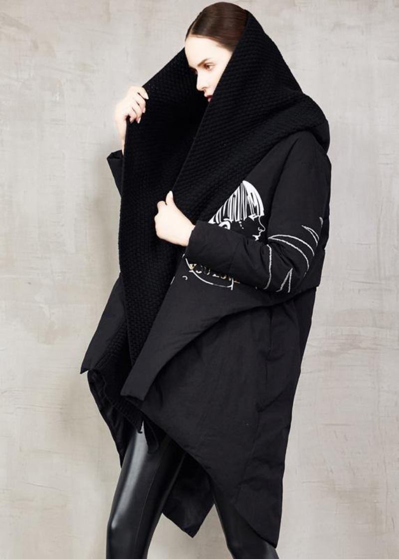 Damen-winterjacke In Übergröße Mit Offenem Rücken Schwarze Daunenjacke Mit Niedrigem Und Hohem Design Für Damen - Damen-Daunenjacken