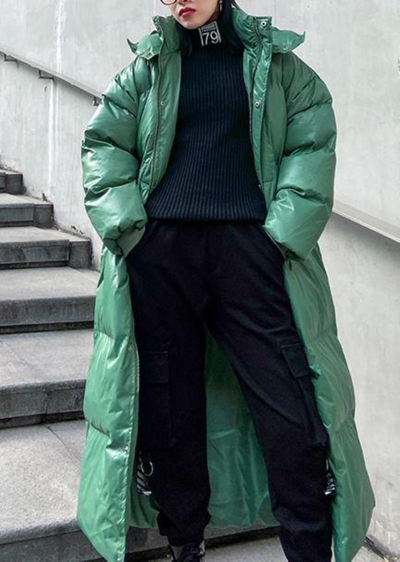 Daunenjacke In Übergröße Grüne Winterjacke Mit Kapuze Und Reißverschluss - orange