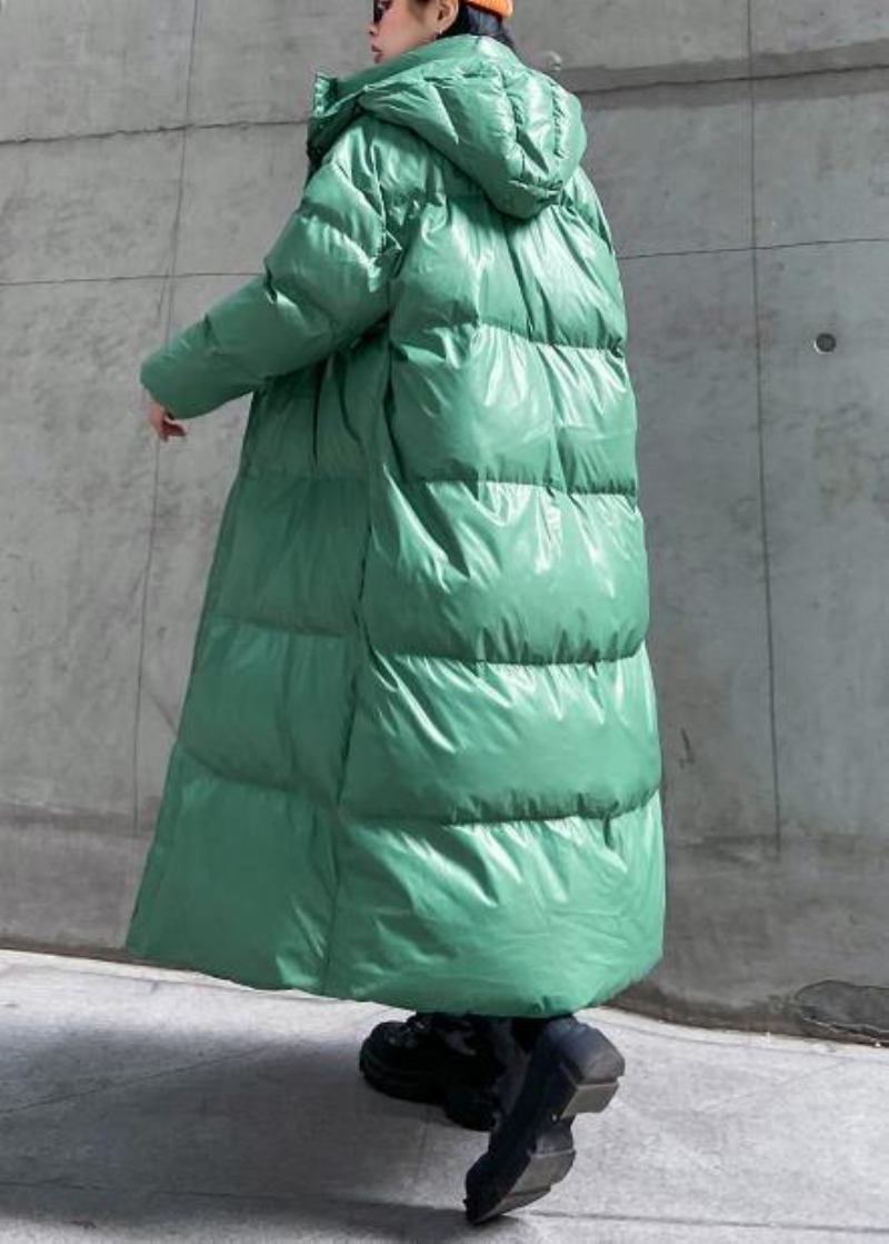 Daunenjacke In Übergröße Grüne Winterjacke Mit Kapuze Und Reißverschluss - orange