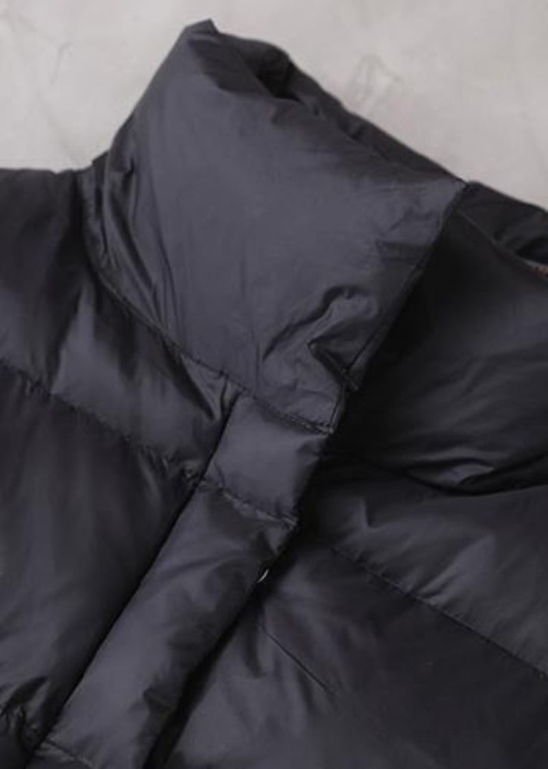 Dicke Schwarze Damen-parka In Übergröße Ärmellos Stehkragen Kurze Winter-oberbekleidung - Damen-Daunenjacken