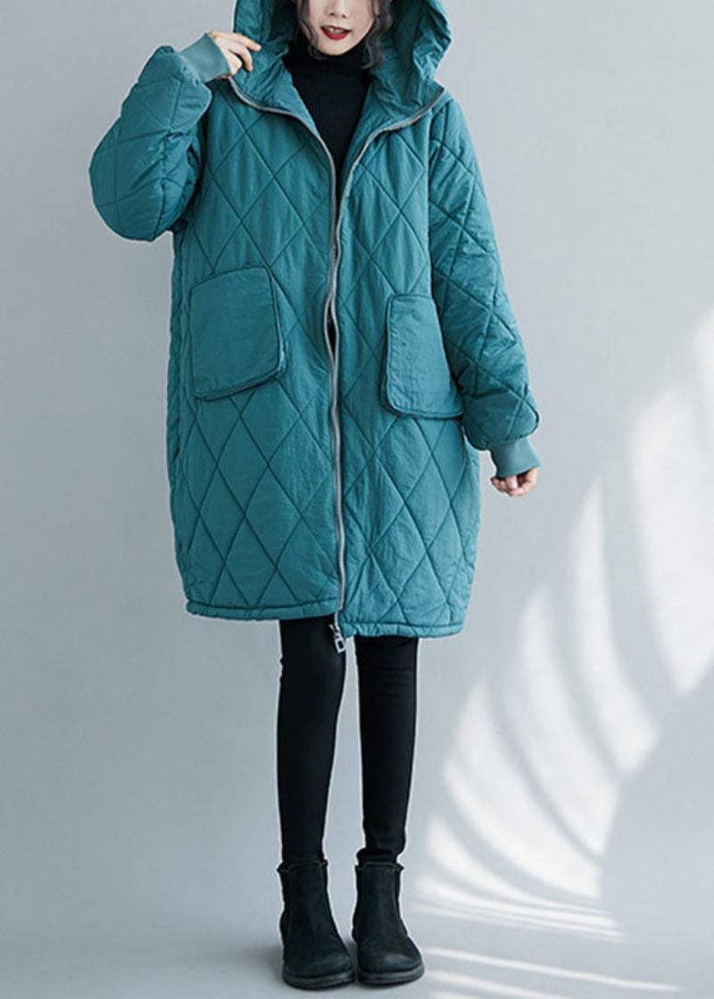 Dicker Blauer Parka Mit Reißverschlusstaschen Für Den Winter - Blau