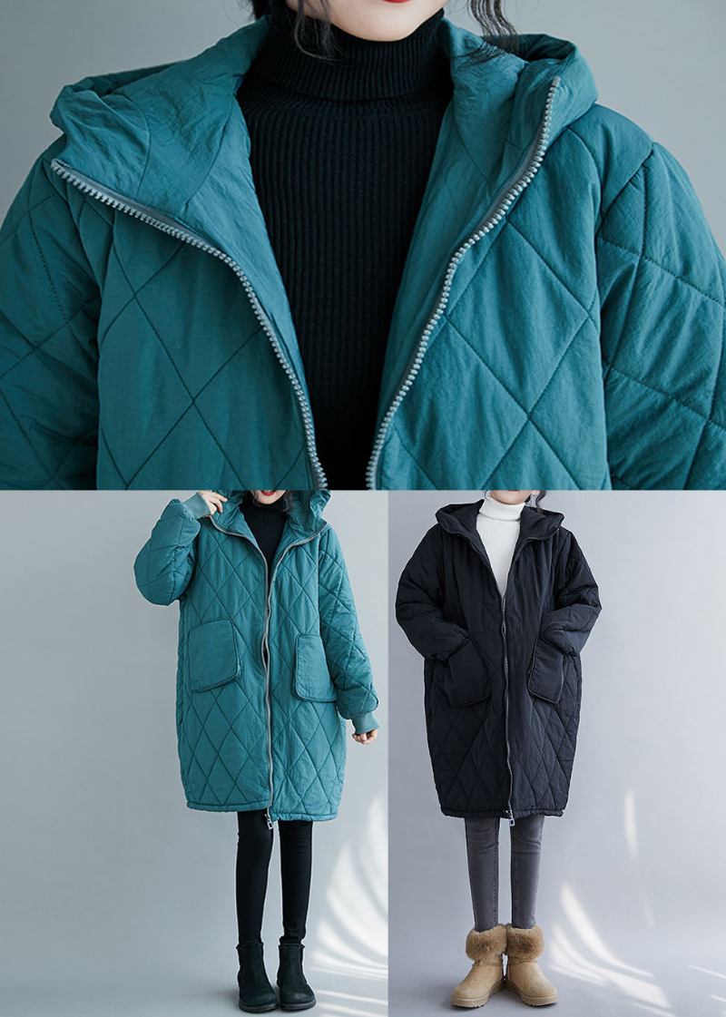 Dicker Blauer Parka Mit Reißverschlusstaschen Für Den Winter - Blau