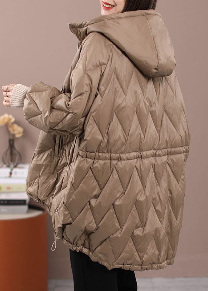 Diy Khakifarbener Wintermantel Mit Gerafften Taschen Und Entendaunenjacke - Khaki