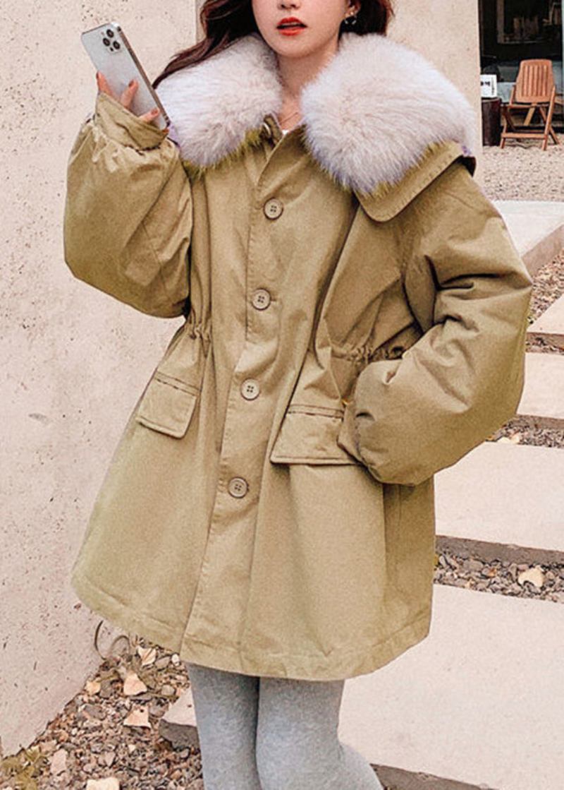 Diy-parka Mit Lila Pelzkragen Und Knopfleiste Warmer Fleece-parka Für Den Winter - Lila