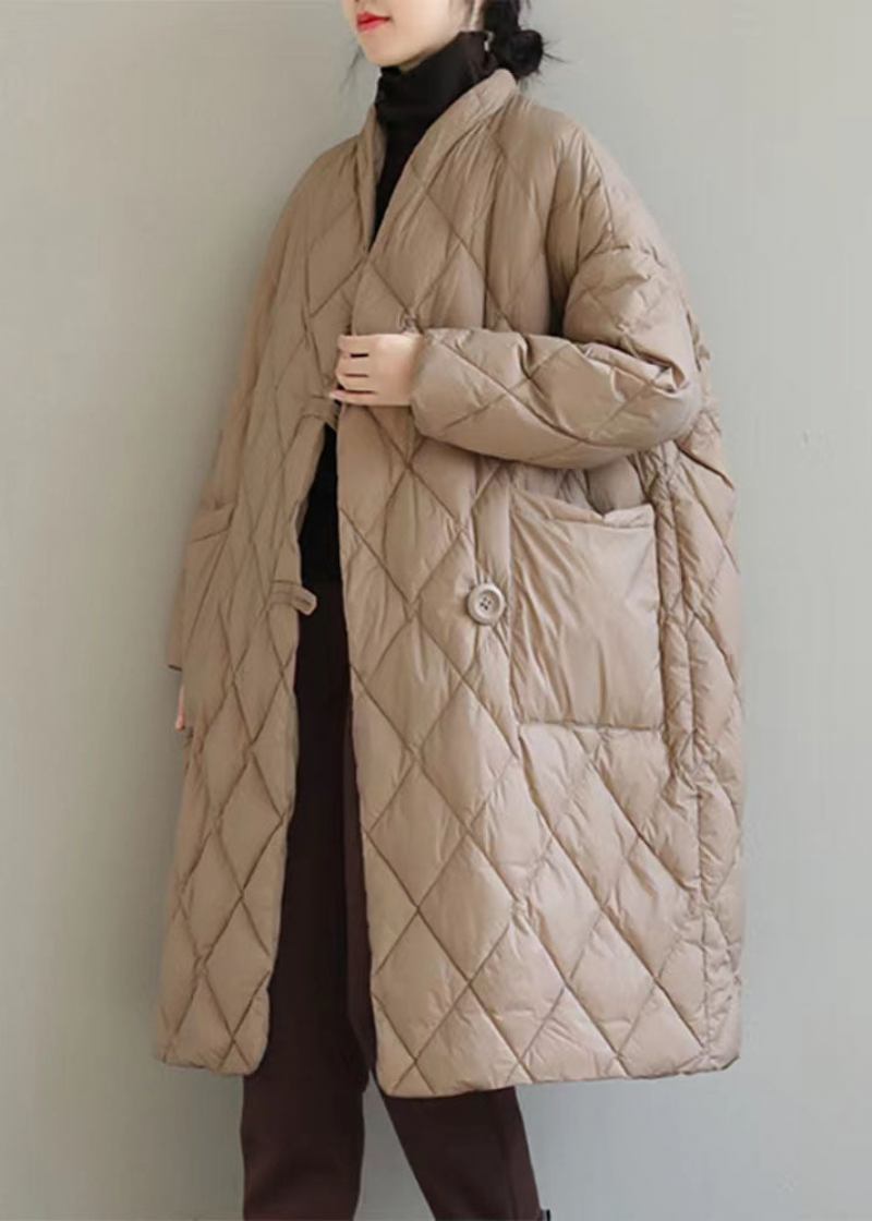 Edle Rote Pufferjacke Mit Stehkragen Und Großen Taschen Aus Feiner Baumwolle Winter - Damen-Daunenjacken