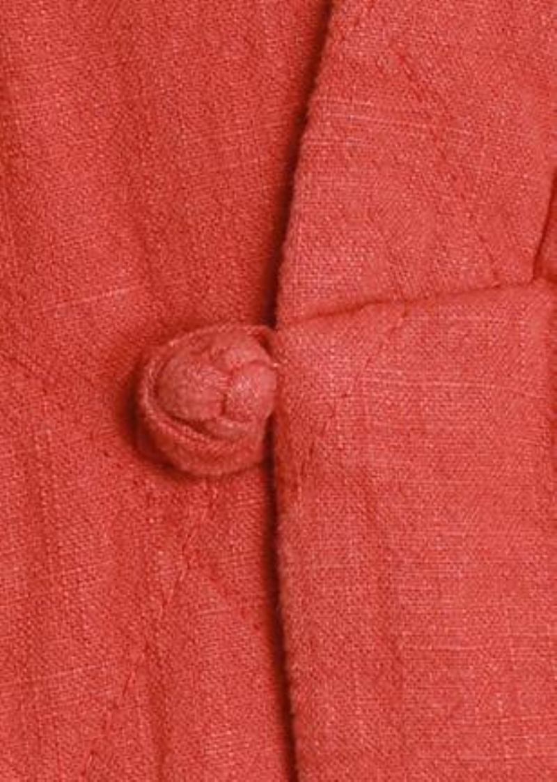 Einfache Kleidung Mit V-ausschnitt Und Taschen Für Damen Orangefarbenes Kleid Mit Muster - Damen-Daunenjacken