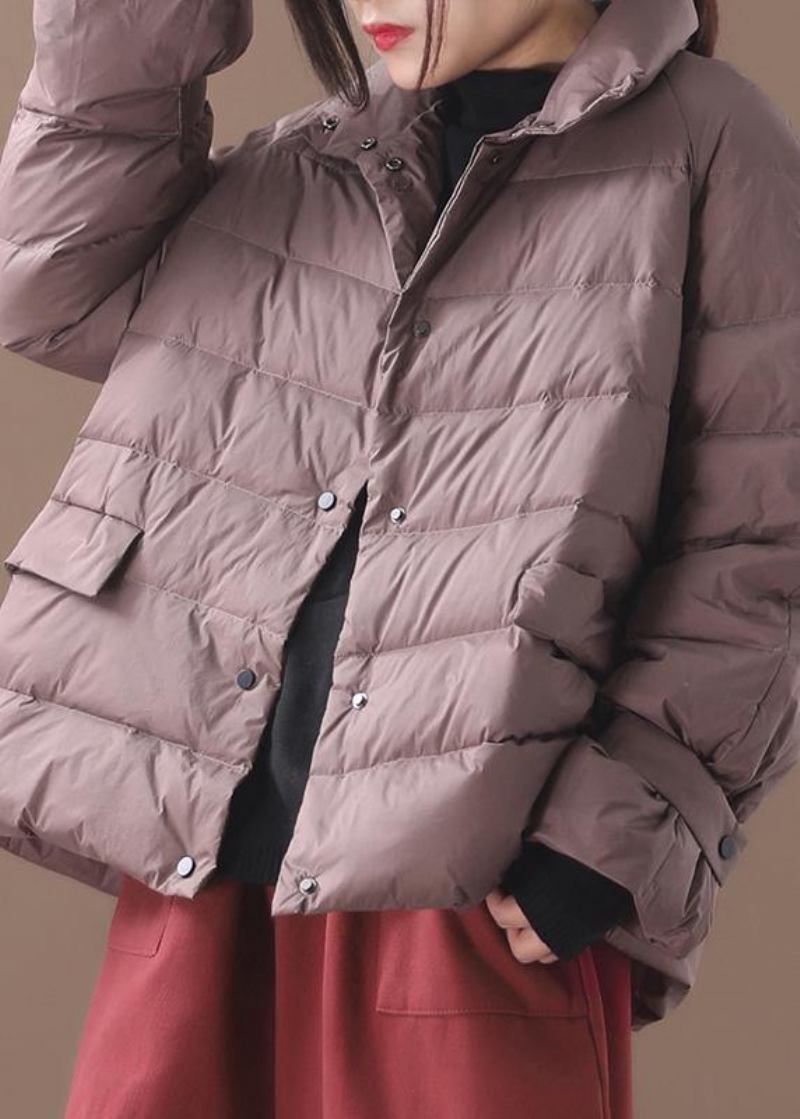 Elegante Khakifarbene Parkas Für Damen In Übergröße Daunenjacke Für Den Winter Kurzer Mantel Mit Stehkragen